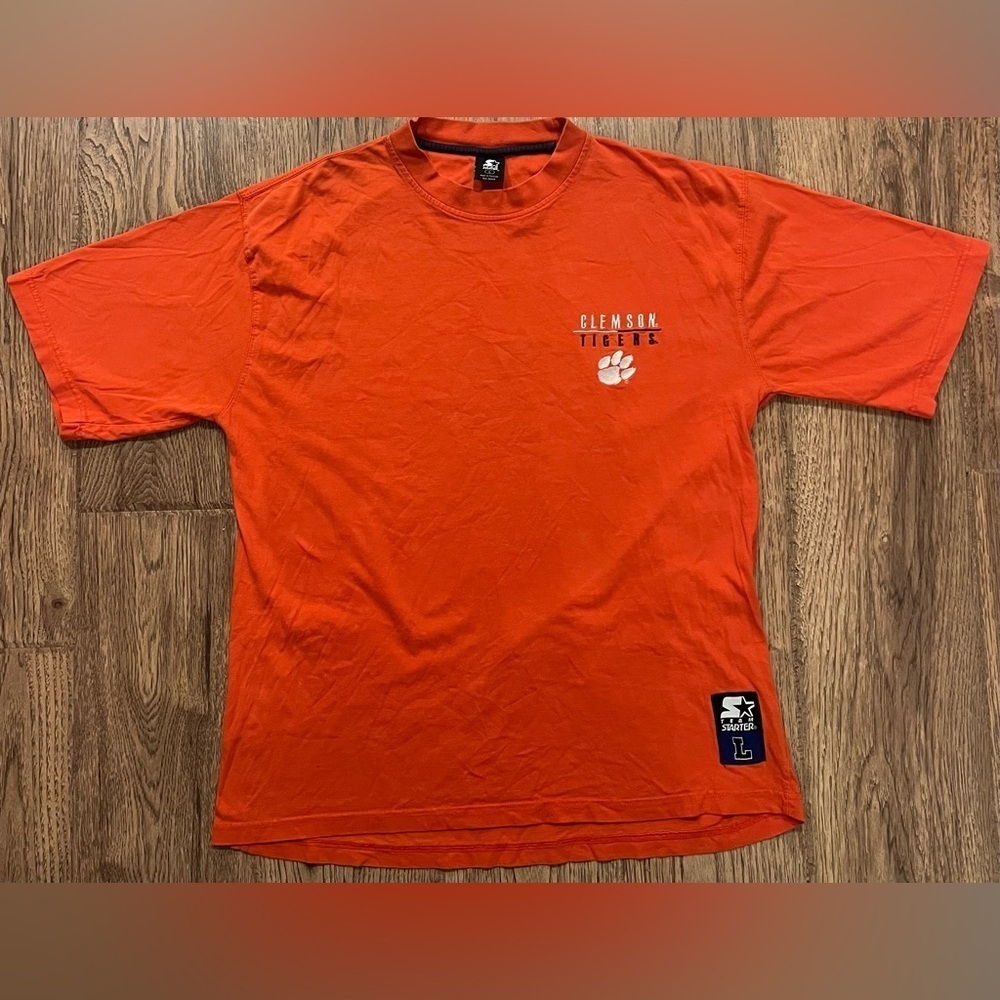 Vintage Clemson Tigers Tshirt Mens Large Orange Starter Embroidered Y2K
